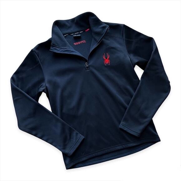 Spyder Black 1/4 Zip Fleece Lined Long Sleeve Pullover Sweater Men’s Size Small - Picture 1 of 7